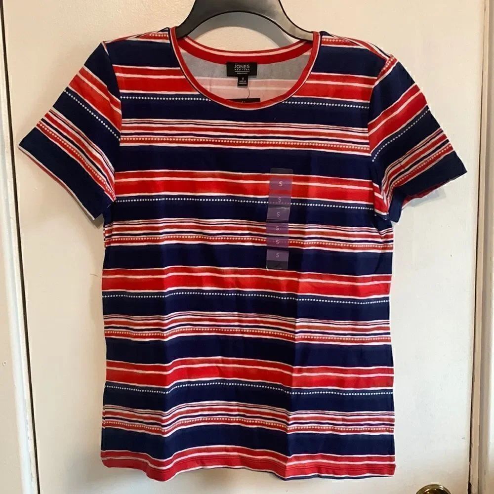 Jones New York NWT red/white/blue striped T Shirt Size small